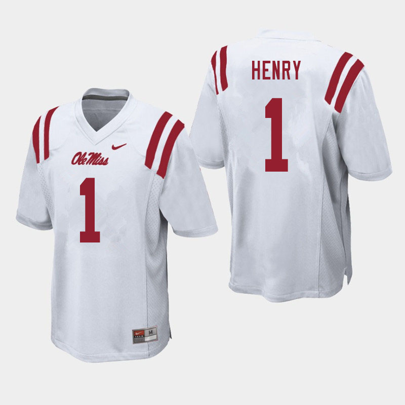 Men #1 Lakia Henry Ole Miss Rebels College Football Jerseys Sale-White